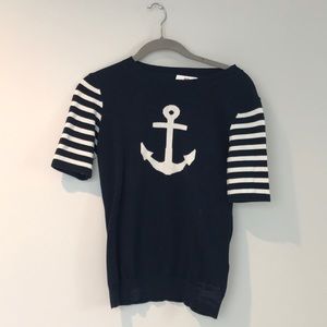 Vineyard Vines striped sleeve anchor sweater